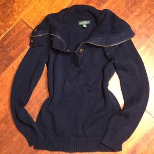 LRL Ralph Lauren Navy 1/4 zipper sweater